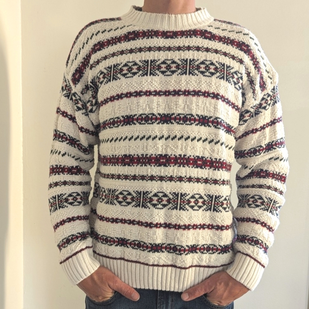 Woods & Gray Vintage Fair Isle Men's Crewneck Cotton Pullover Sweater